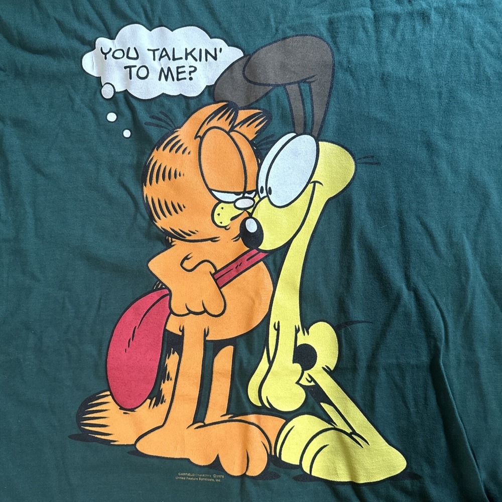 Vintage Garfield & Odie "You Talkin' To Me" Single Stitch T Shirt XL 70s-80s